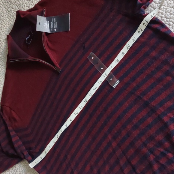 NWT Nautica XL Navtech Blue Burgundy Stripe Quarter Zip Sweater - Picture 8 of 12